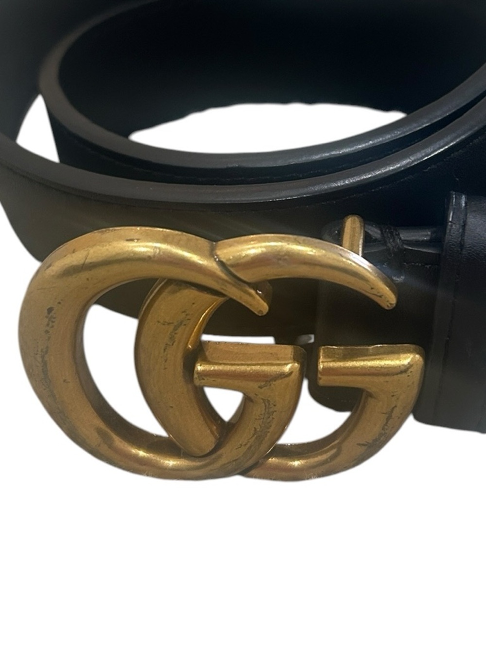 Gucci Black Leather Belt with Gold Double G Buckle authentic size 40 - Picture 4 of 7